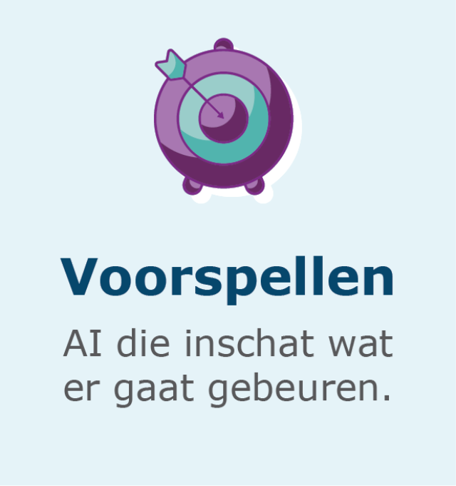 Icoon van een radar met de tekst voorspellen.
